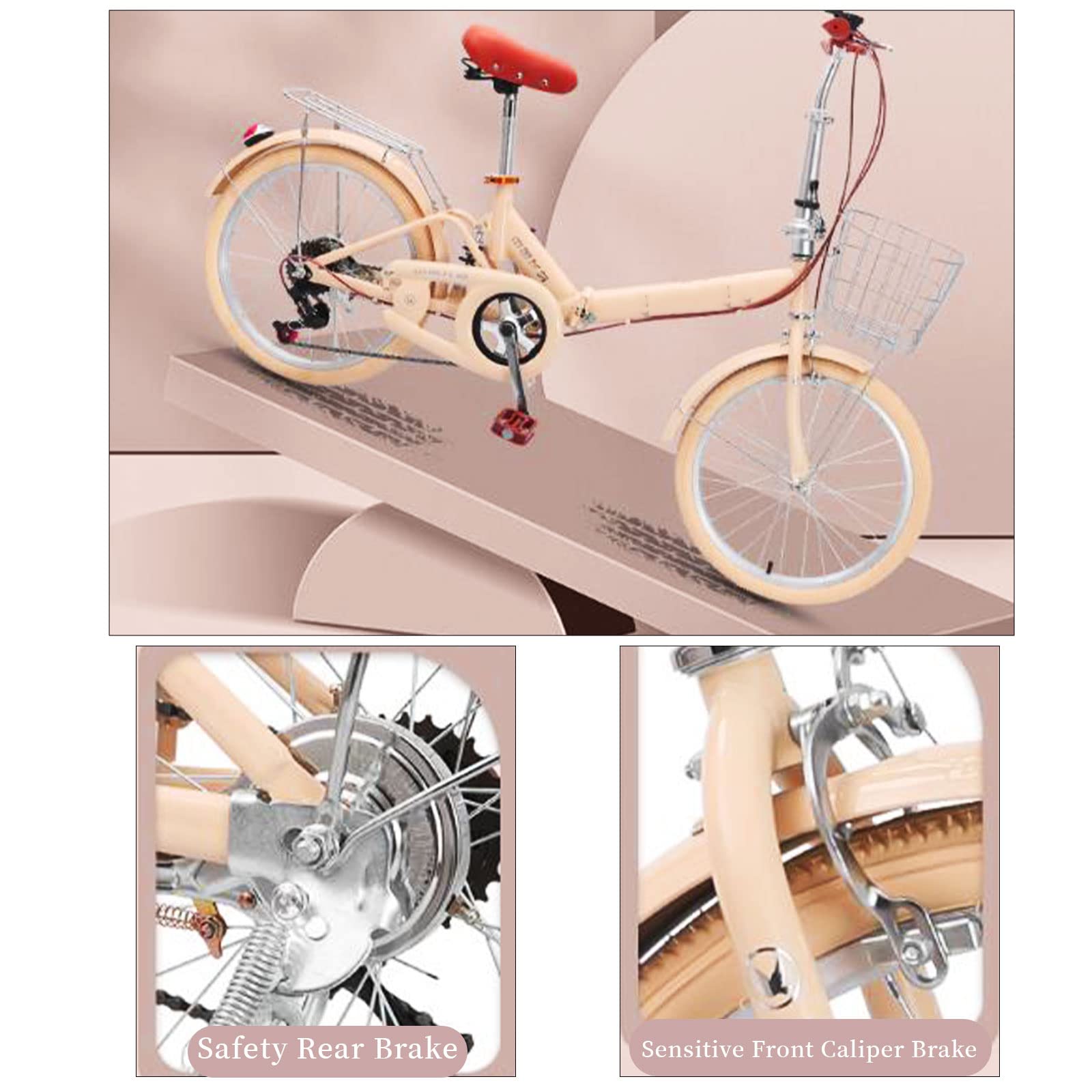 Amazon | 20インチ ユニセックス 折りたたみ自転車 炭素鋼フレーム 可